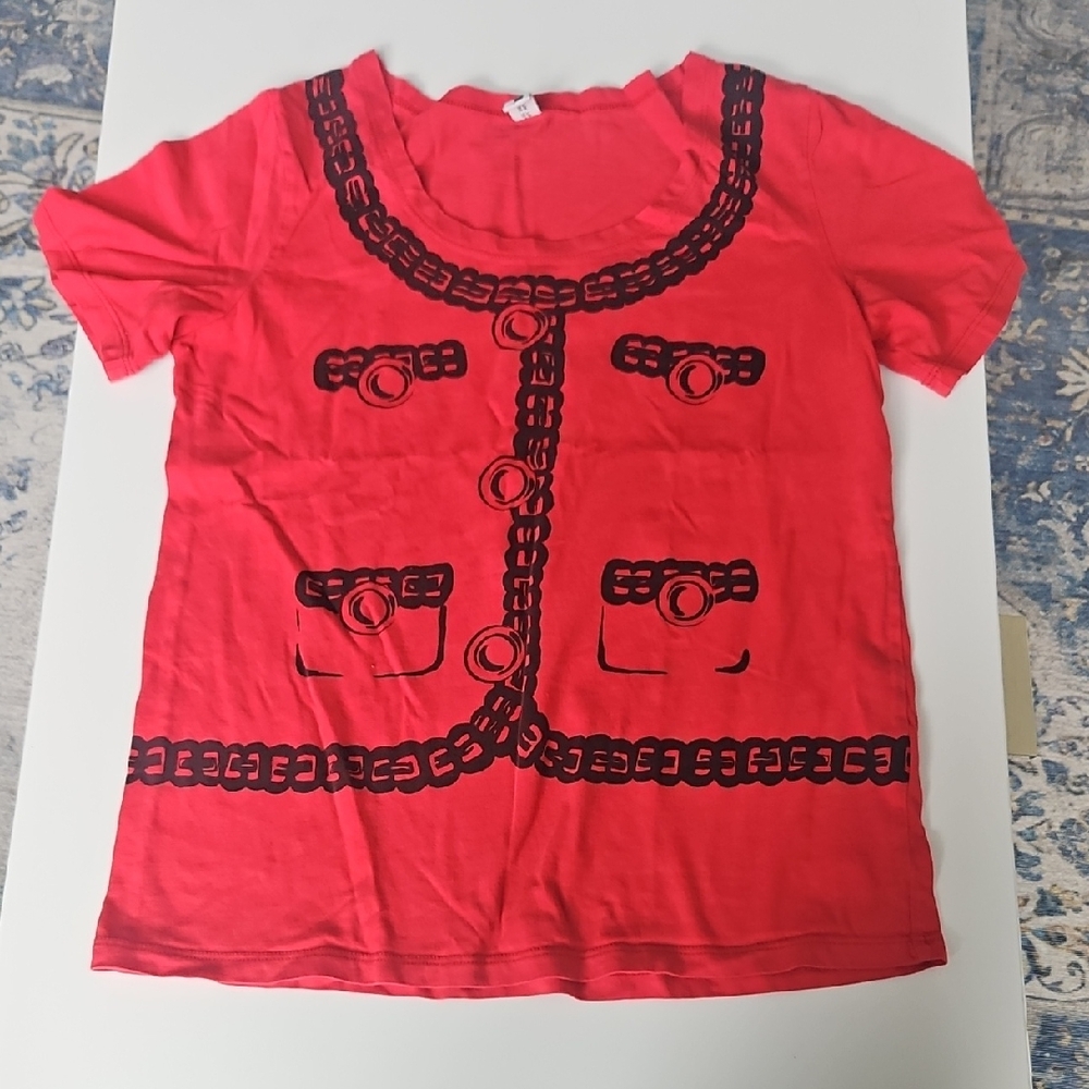 Moschino Red Tee with Black Chain Motif